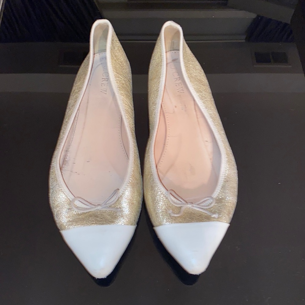 JCrew pointy flats with bow.